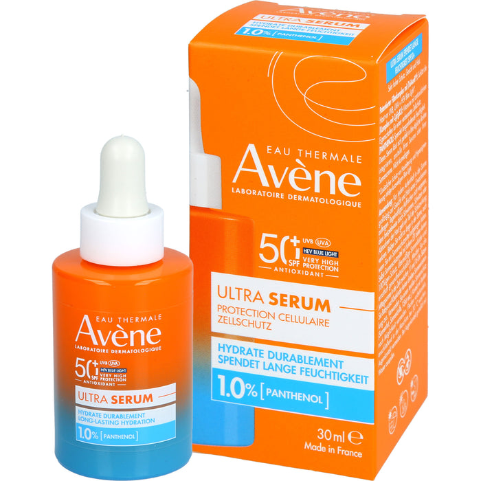 Avène Ultra Serum Feuchtigkeit LSF 50+ schützt vor UVB, UVA + HEV Blue Light Filter spendet Feuchtigkeit, 30 ml Lösung