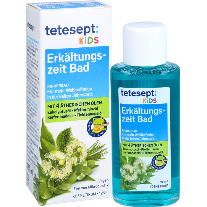 Tetesept Kinderbad Erkältungszeit Bad mit 5 ätherischen Ölen, 125 ml Lösung