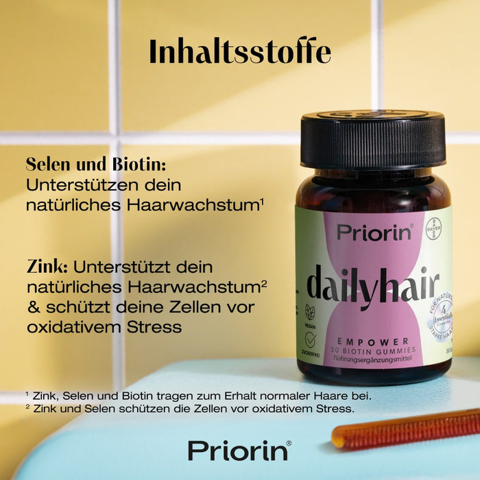 Priorin dailyhair Empower Biotin Gummies für natürlich starke Haare, 30 St. Gummidrops