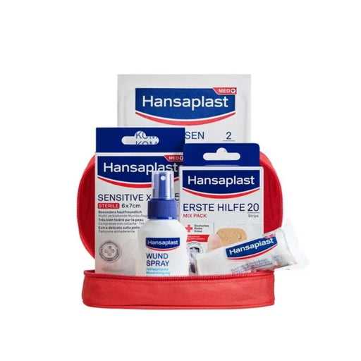 Hansaplast Erste-Hilfe-Set mit Wundspray, Pflastern, Binden und Kompressen, 1 St. Set