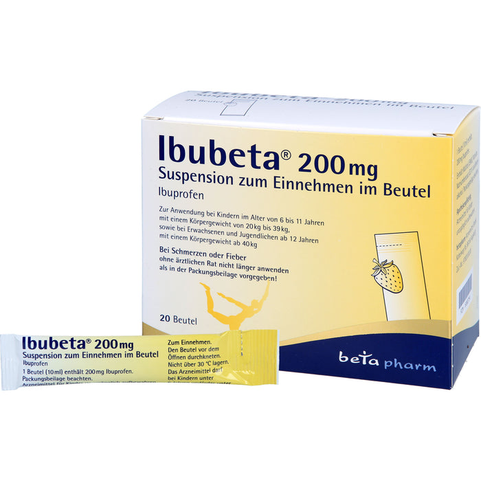 Ibubeta 200 mg Suspension bei Schmerzen oder Fieber, 20 St. Beutel