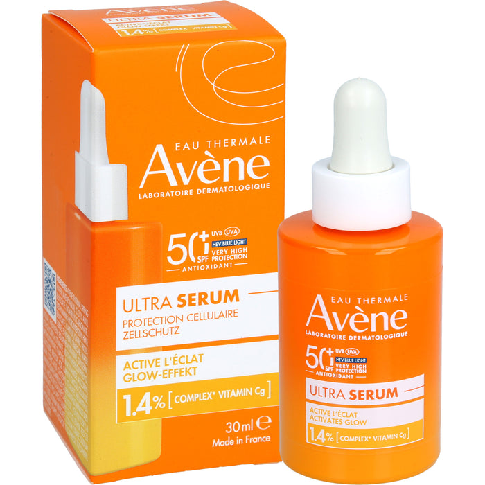 Avène Ultra Serum Glow Effekt LSF 50+ schützt vor UVB, UVA + HEV Blue Light Filter für eine aufhellende Wirkung, 30 ml Lösung