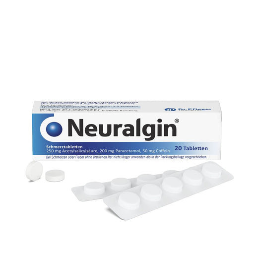 Neuralgin Schmerztabletten schnelle Schmerzlinderung bei Kopfschmerzen, Migräne und Spannungsschmerzen, 20 St. Tabletten