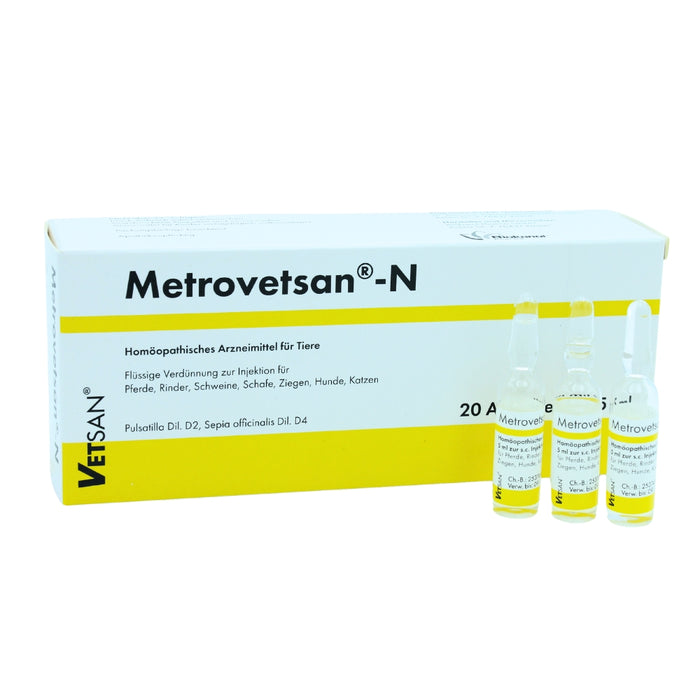 Metrovetsan-N flüssige Verdünnung zur Injektion für Pferde, Rinder, Schweine, Schafe, Ziegen, Katzen und Hunde, 20 St. Ampullen