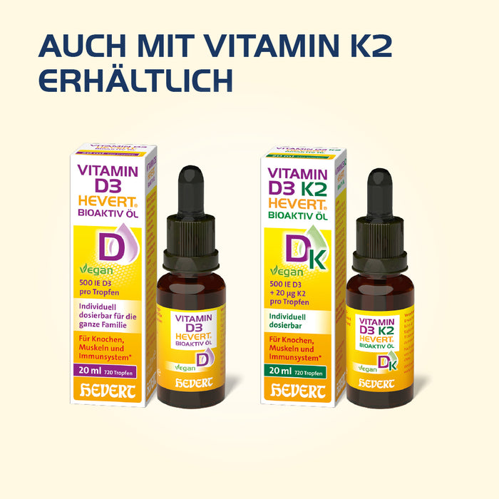 Vitamin D3 Hevert Bioaktiv Öl – unterstützt Immunsystem, Knochen und Muskeln, 20 ml Tropfen