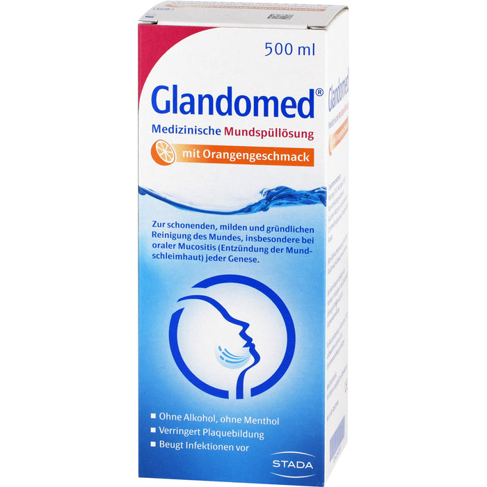Glandomed medizinische Mundspüllösung mit Orangengeschmack, 500 ml Lösung
