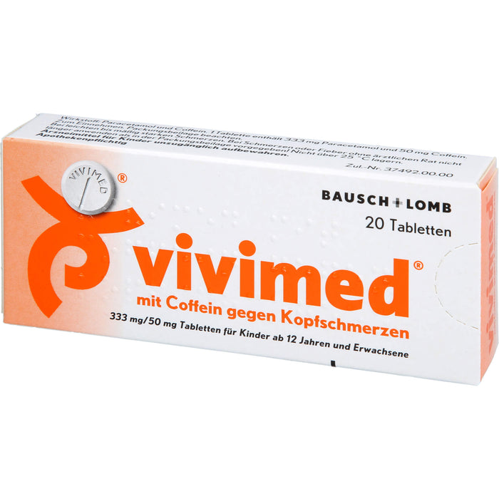 vivimed mit Coffein gegen Kopfschmerzen Tabletten, 20 St. Tabletten