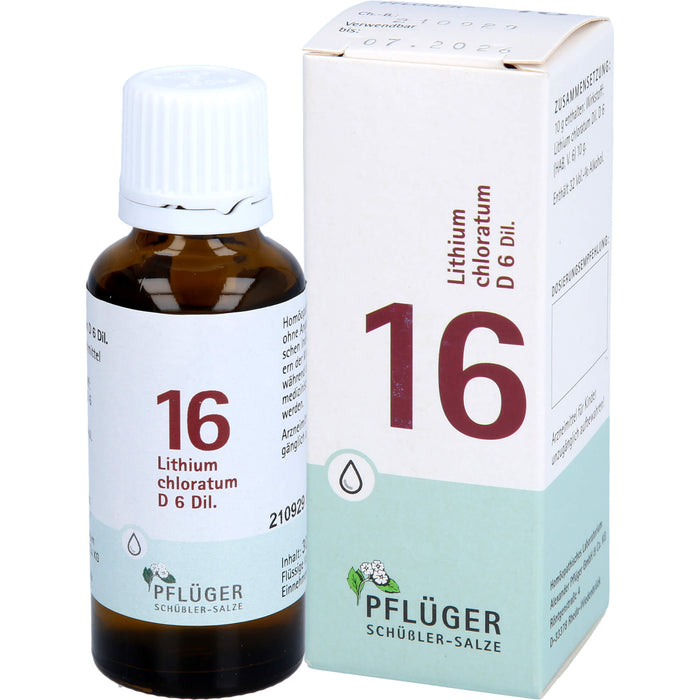 Pflüger Biochemie Nr.16 Lithium chloratum D6 Dilution, 30 ml Lösung