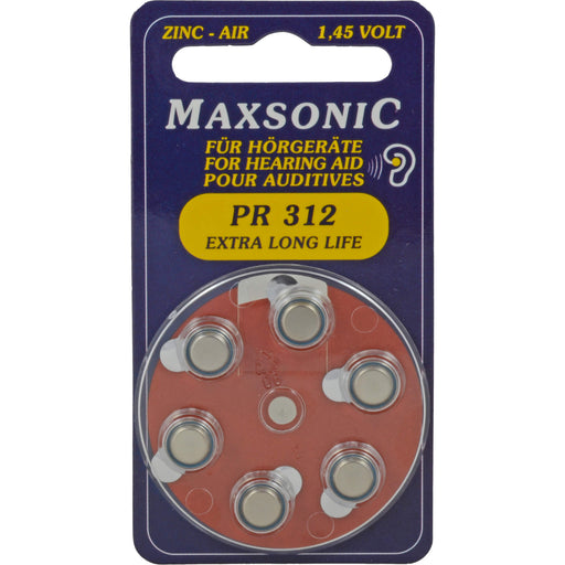 Batterie für Hörgeräte MAXSONIC PR 312, 6 St 