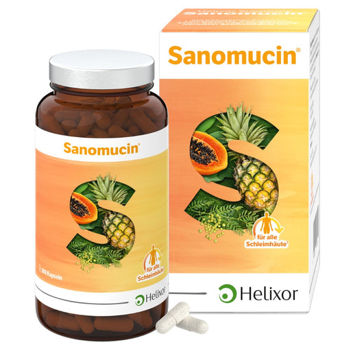HELIXOR Sanomucin - 3-fach Unterstützung für alle Schleimhäute - Wissenschaftlich fundierte Nährstoffkombination mit Pflanzlichen Enzymen, Linsenextrakt, Vitaminen + Selen - Vegan, 180 St. Kapseln