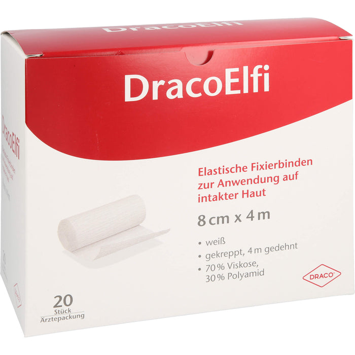 DRACO ELFI elastische Fixierbinde gekreppt 4 m x 8 cm weiß, 20 St. Binde