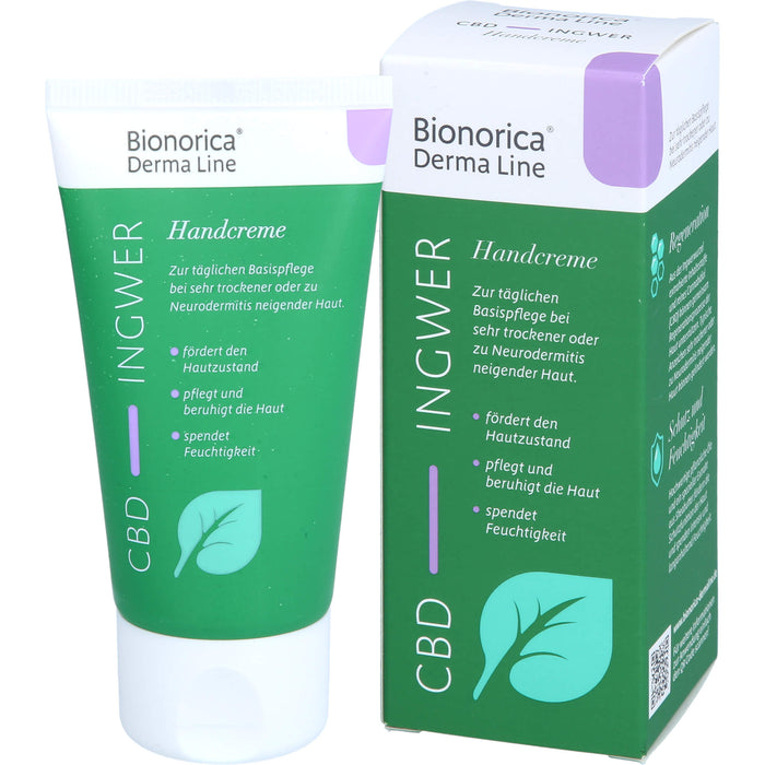 Bionorica Derma Line Handcreme Ingwer-CBD für sehr trockene oder zu Neurodermitis neigende Haut, 50 ml Creme