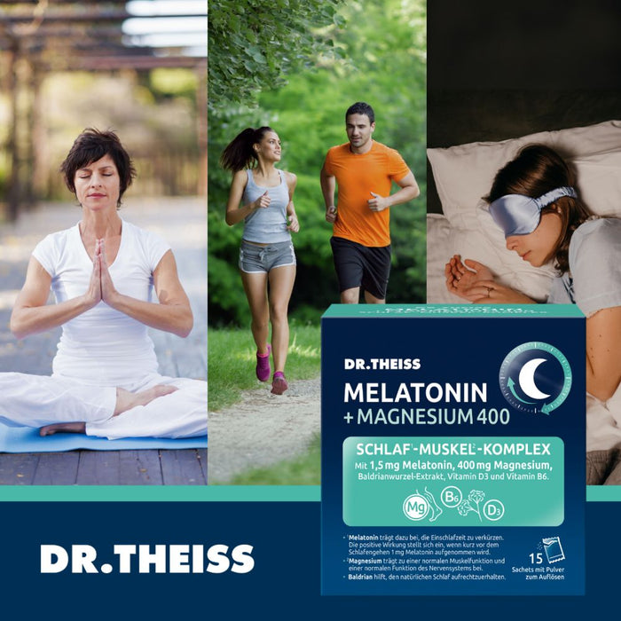 DR. THEISS Melatonin + Magnesium, Schlaf-Muskel-Komplex, 15 St. Beutel