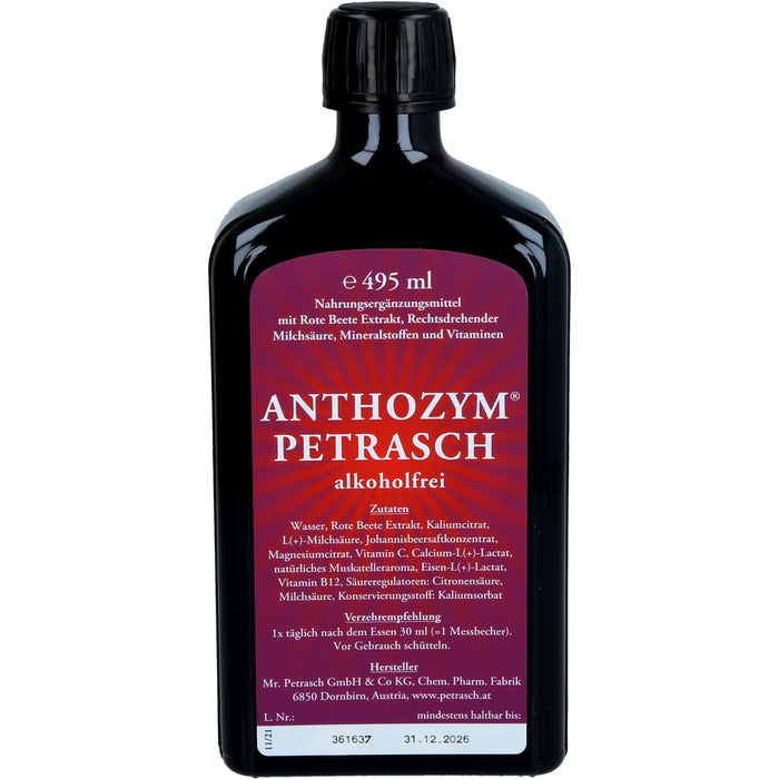 ANTHOZYM PETRASCH alkoholfrei Rote Beete Power Flüssigkeit, 500 ml Solution