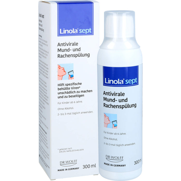 Linola sept antivirale Mund- und Rachenspülung für Kinder ab 6 Jahren, 300 ml Lösung