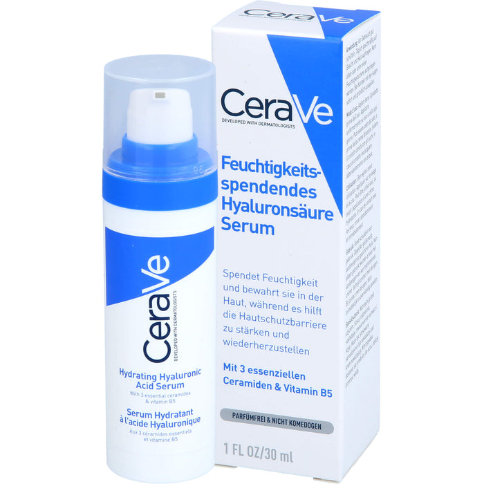 CeraVe feuchtigkeitsspendendes Hyaluronsäure Serum für trockene bis normale Haut, 30 ml Lösung