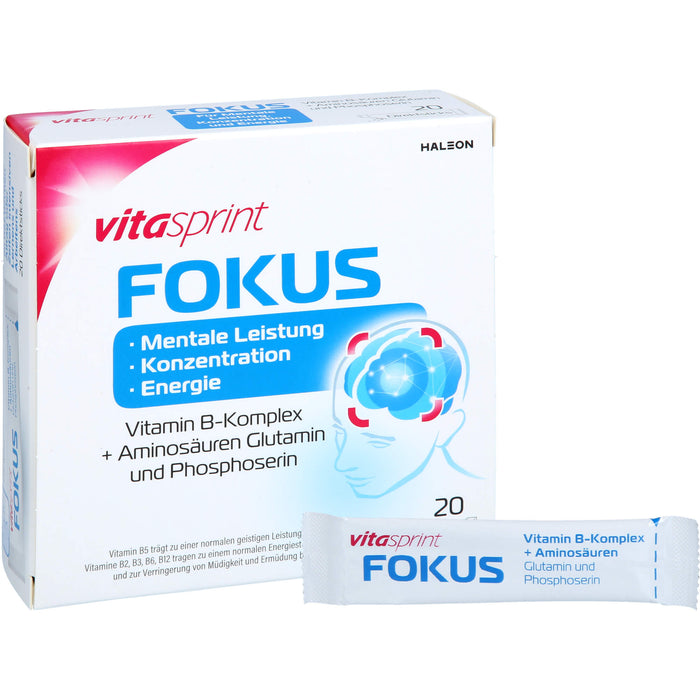 Vitasprint Fokus Direktsticks Vitamin B5 für mentale Leistungsfähigkeit, Konzentration und Energie, 20 St. Beutel
