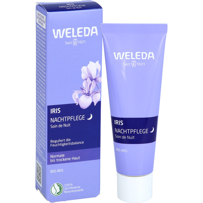 WELEDA Iris Nachtpflege  reguliert die Feuchtigkeitsbalance von normaler bis trockener Haut, 30 ml Creme