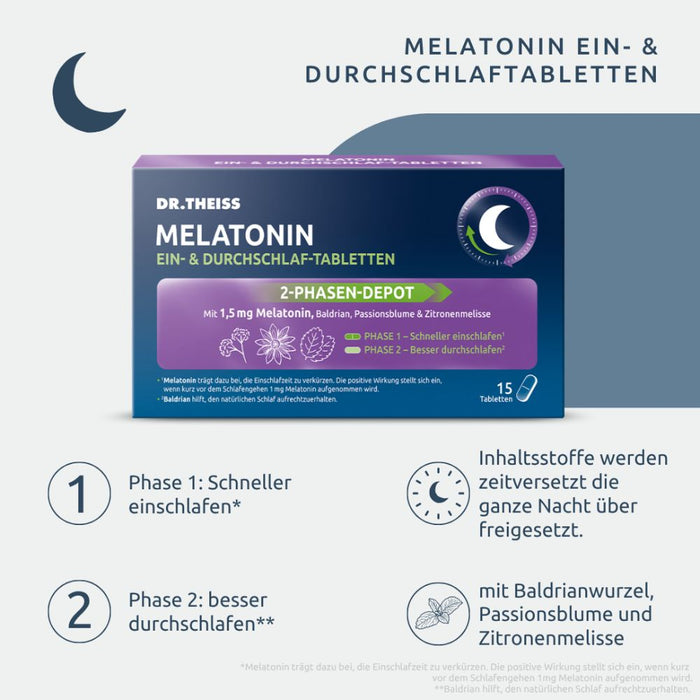 DR. THEISS Melatonin Ein- & Durchschlaf-Tabletten, 15 St., 15 St. Tabletten