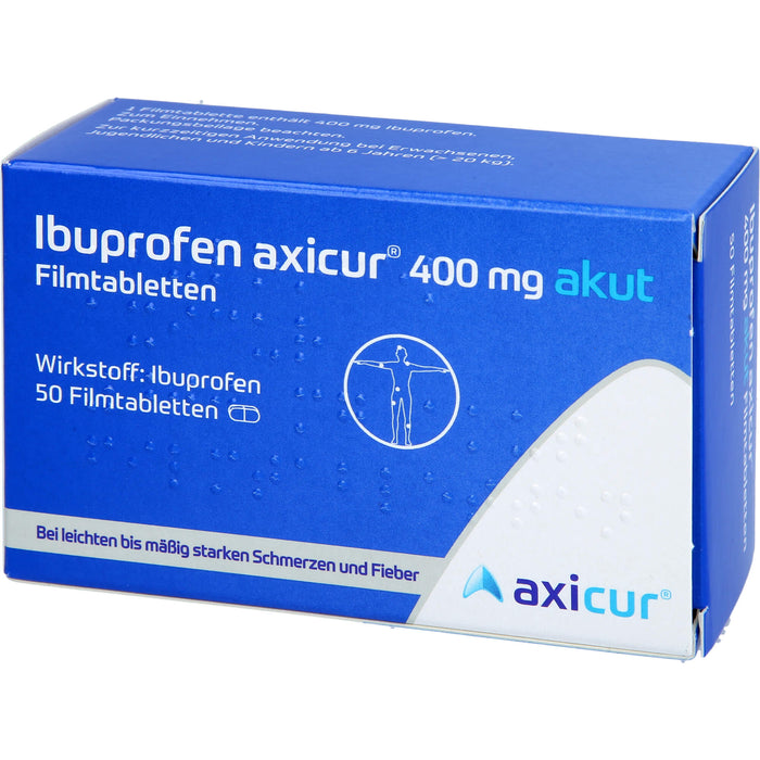 Ibuprofen axicur 400 mg akut Filmtabletten bei Schmerzen und Fieber, 50 St. Tabletten
