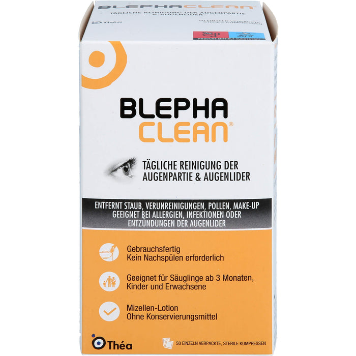 Blephaclean sterile Kompressen zur täglichen Reinigung der Augenpartie und Augenlider, 50 St. Kompressen