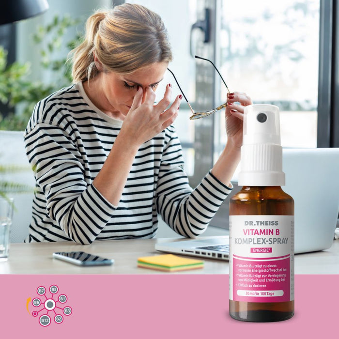 Dr. Theiss Vitamin B Komplex-Spray für eine normale Funktion des Nervensystems und zur Verringerung von Müdigkeit, 30 ml Lösung
