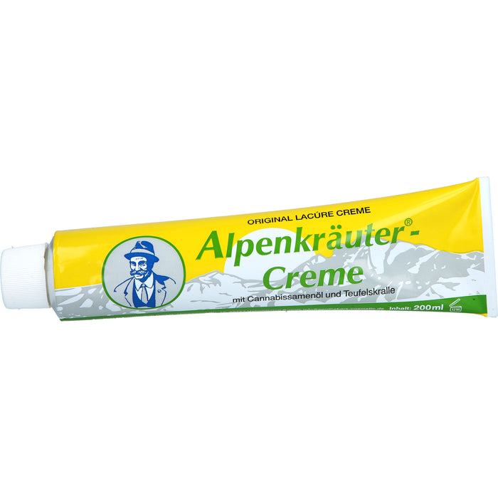 Lacure Alpenkräuter-Creme mit Cannabisöl und Teufelskralle, 200 ml Creme
