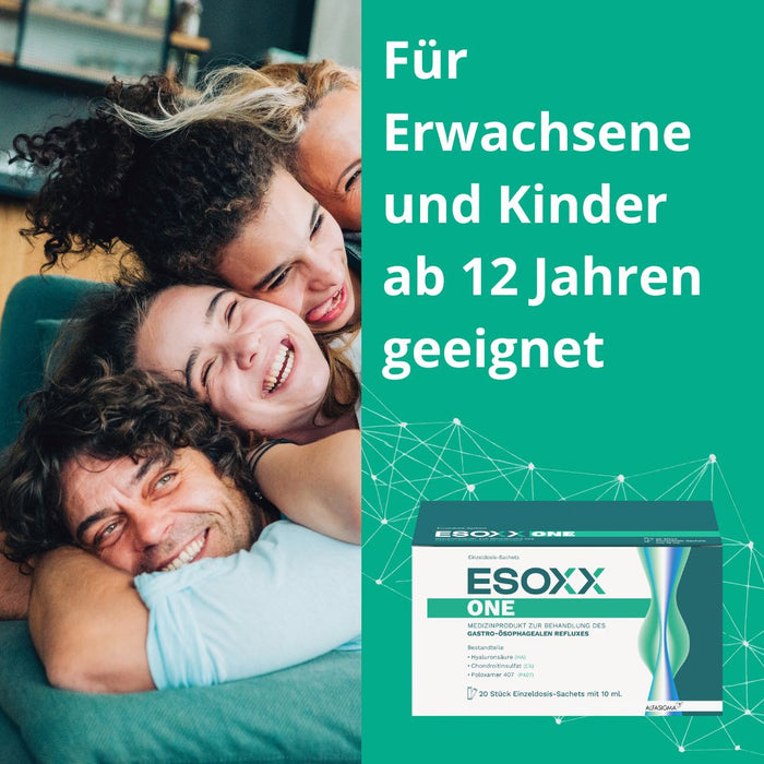 ESOXX One - Effektiver Schutz mit schneller Linderung und Regeneration bei Refluxbeschwerden - mit Hyaluronsäure, Chondroitinsulfat & Poloxamer 407 - glutenfrei & laktosefrei, 20 St. Beutel