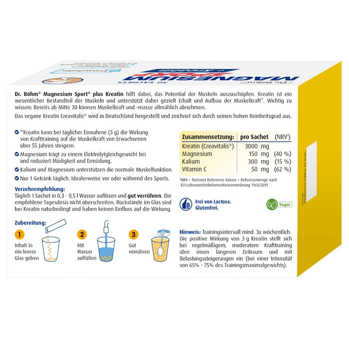 Dr. Böhm Magnesium Sport + Kreatin Trinkpulver, 30 St. Granulat