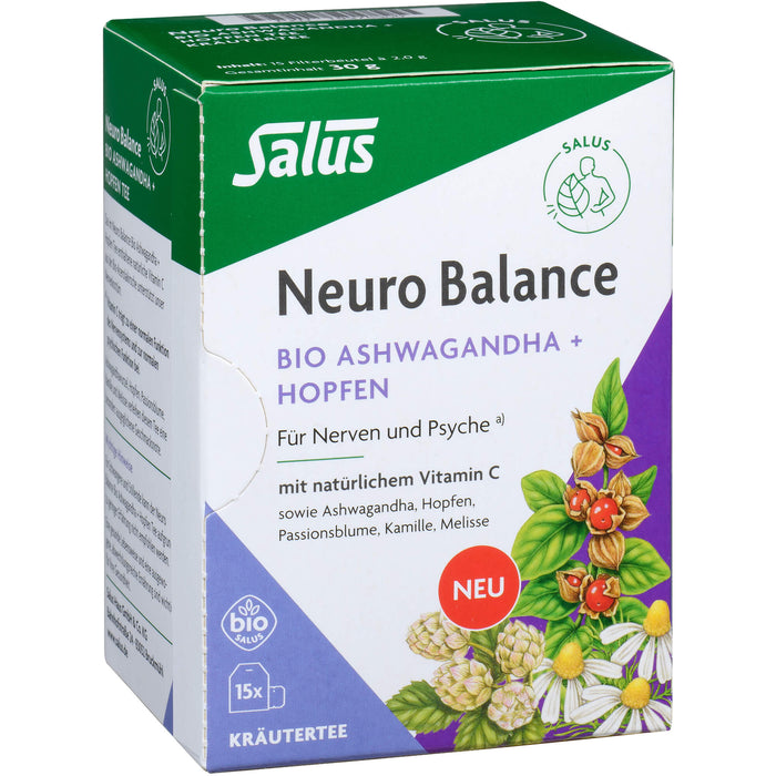 Salus Neuro Balance Bio Ashwagandha + Hopfen Tee, 15 St. Filterbeutel