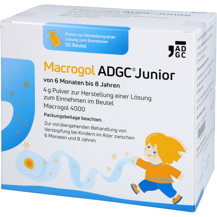 Macrogol ADGC Junior von 6 Monaten bis 8 Jahren 4 g Pulver, 50 St. Pulver