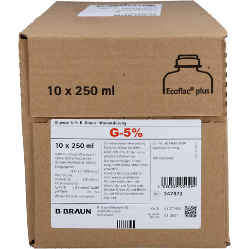 B.BRAUN Glucose 5% Ecoflac Plus Infusionslösung, 2500 ml Lösung