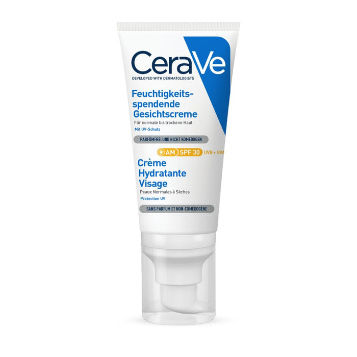 CeraVe feuchtigkeitsspendende Gesichtscreme mit LSF 30 für normale bis trockene Haut, 52 ml Creme