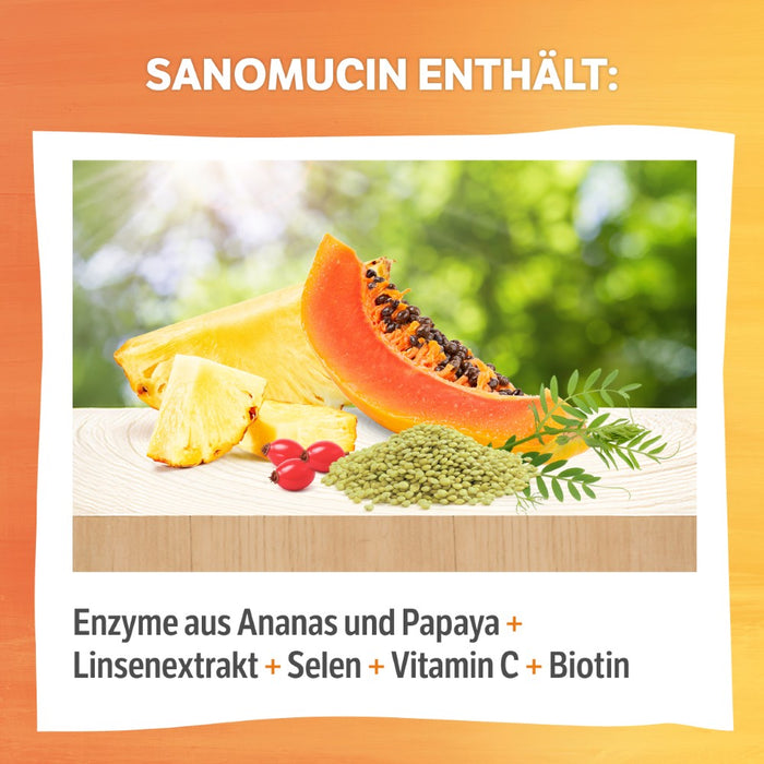 HELIXOR Sanomucin - 3-fach Unterstützung für alle Schleimhäute - Wissenschaftlich fundierte Nährstoffkombination mit Pflanzlichen Enzymen, Linsenextrakt, Vitaminen + Selen - Vegan, 180 St. Kapseln