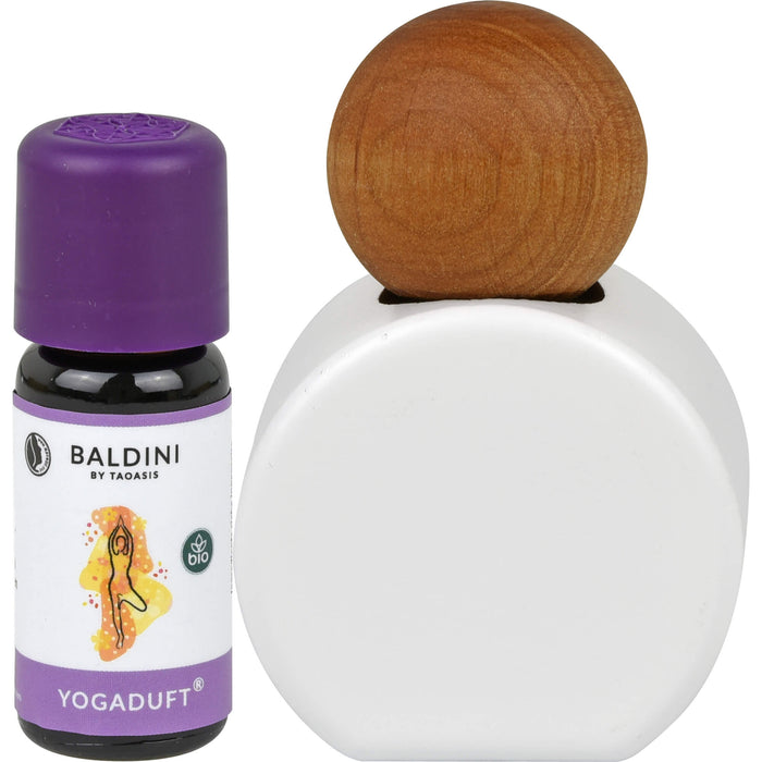 BALDINI Yogaduft Set 10 ml Naturduft inklusive Duftvase aus Holz, 1 St. Set