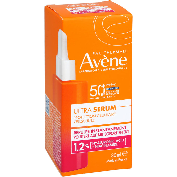 Avène Ultra Serum Aufpolsternd LSF 50+ schützt vor UVB, UVA + HEV Blue Light Filter reduziert Falten - verdichtet nach - strafft, 30 ml Lösung