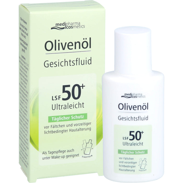 Medipharma Cosmetics Olivenöl Gesichtsfluid LSF 50+ ultraleicht täglicher Schutz vor Fältchen, 50 ml Lösung