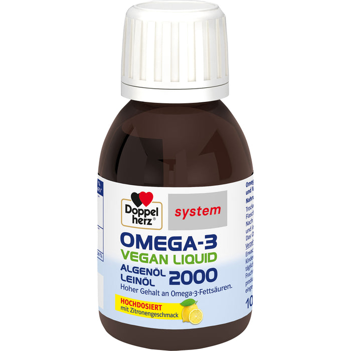 Doppelherz system Omega-3 Vegan Liquid 2000 mit Zitronengeschmack, 100 ml Lösung