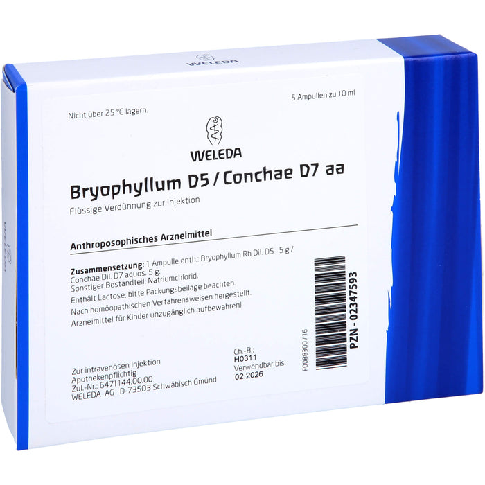 WELEDA Bryophyllum D5 / Conchae D7 aa flüssige Verdünnung, 5 St. Ampullen