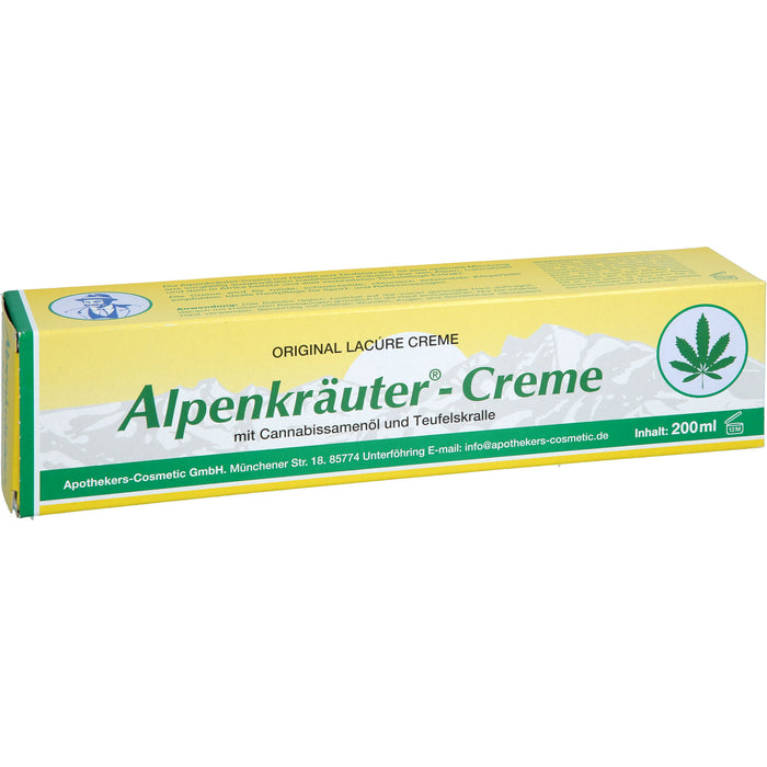 Alpenkräuter Creme Lacure m.Cannabisöl u.Teufelskr, 200 ml CRE