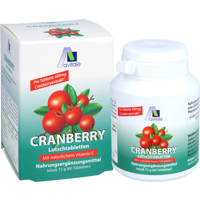 Avitale Cranberry Lutschtabletten mit natürlichem Vitamin C, 60 St. Tabletten