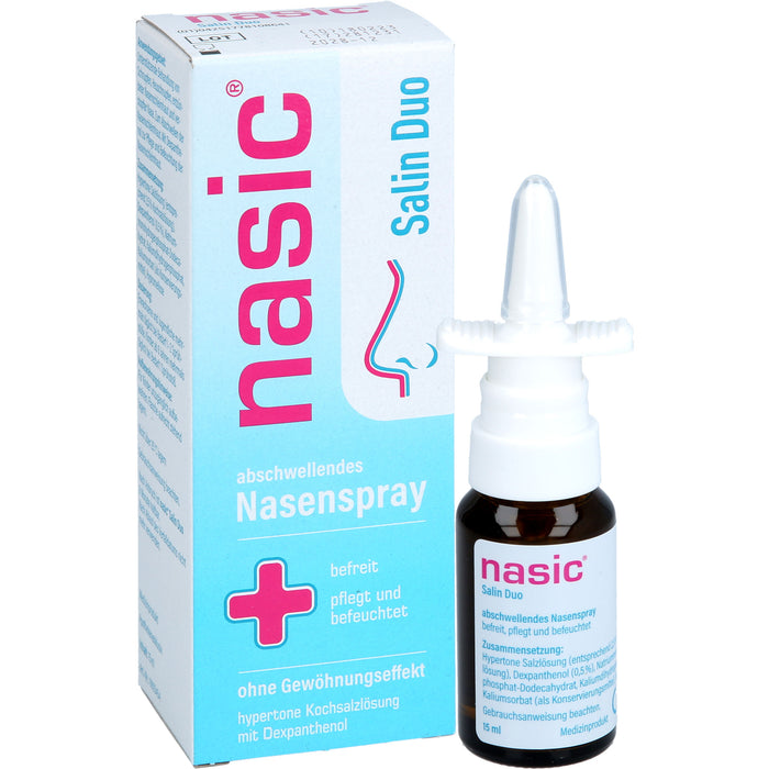 Nasic Salin Duo Nasenspray befreit, pflegt und befeuchtet, 15 ml Lösung