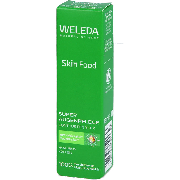 WELEDA Skin Food Super Augenpflege Creme mit Koffein und Hyaluronsäure, reduziert Augenringe und Schwellungen, 12 ml Creme