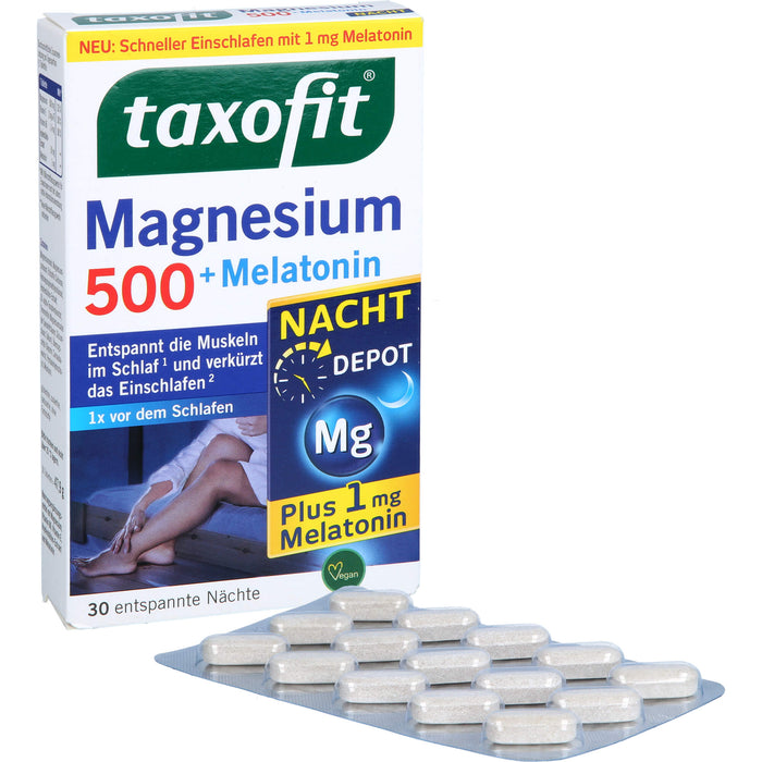 Taxofit Magnesium 500 Nacht + Melatonin Tabletten, 30 St. Tabletten