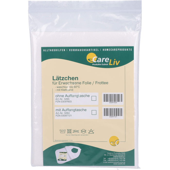 Lätzchen für Erw. Folie/Frottee weiß m. Klettband, 1 St 