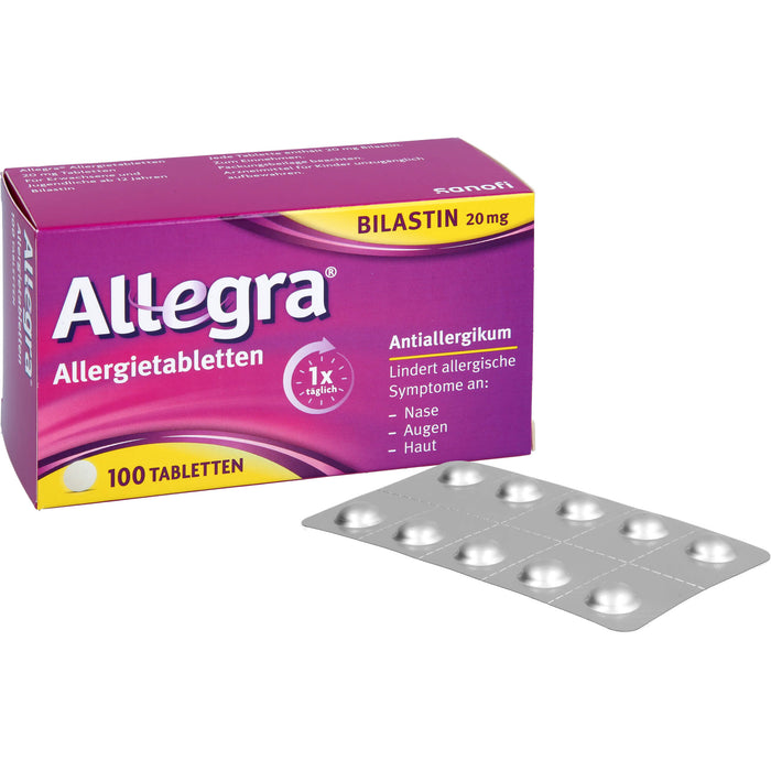 Allegra Allergietabletten 20 mg Bilastin bei Heuschnupfen und ganzjährigen Allergien, 100 St. Tabletten