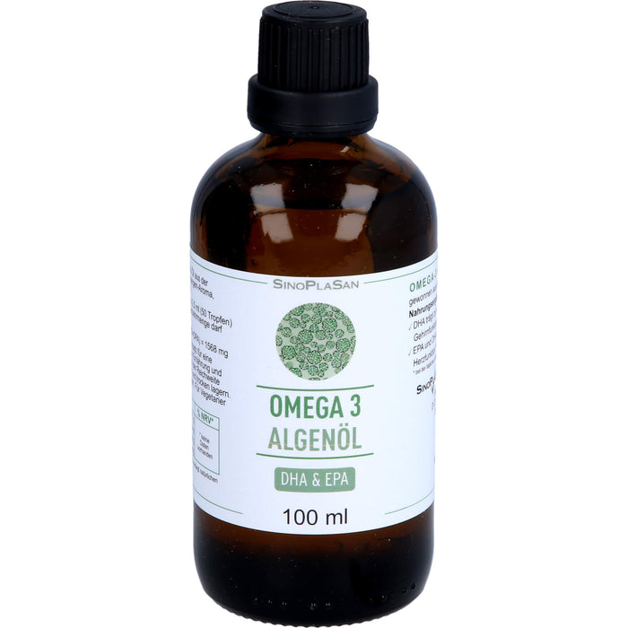 SinoPlaSan Omega-3 Algenöl DHA 300 mg + EPA 150 mg mit Orangen-Geschmack, 100 ml Öl