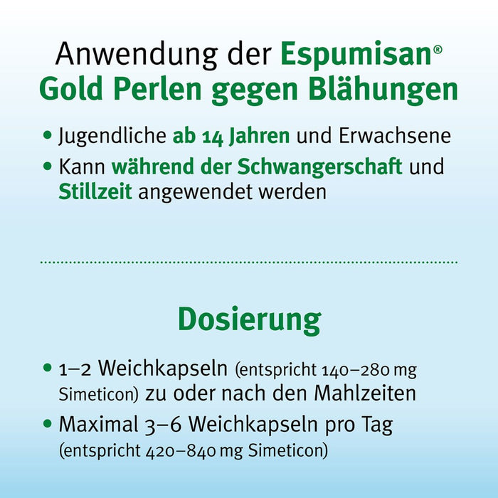 Espumisan Gold Perlen gegen Blähungen, 20 St. Kapseln