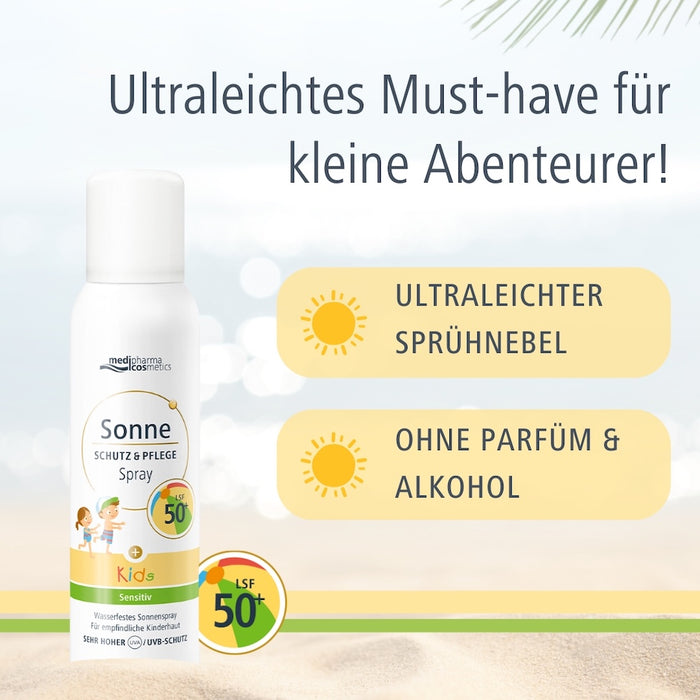 Medipharma Cosmetics Sonne Schutz & Pflege Kids wasserfestes Sonnenspray LSF 50+, 150 ml Lösung