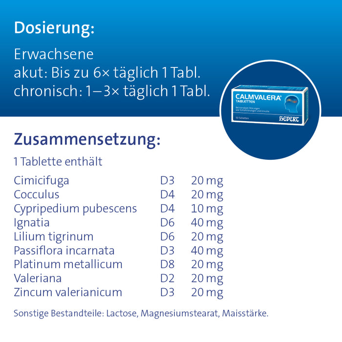 Calmvalera Tabletten bei nervösen Störungen wie Schlafstörungen und Unruhe, 120 St. Tabletten